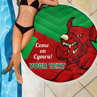 Custom Wales Rugby Beach Blanket 2024 Six Nations Come On Cymru Mascot Sporty - Wonder Print Shop