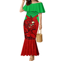 Custom Wales Rugby Family Matching Mermaid Dress and Hawaiian Shirt 2024 Six Nations Come On Cymru Mascot Sporty - Wonder Print Shop