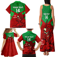 Custom Wales Rugby Family Matching Tank Maxi Dress and Hawaiian Shirt 2024 Six Nations Come On Cymru Mascot Sporty - Wonder Print Shop
