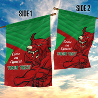 Custom Wales Rugby Garden Flag 2024 Six Nations Come On Cymru Mascot Sporty - Wonder Print Shop
