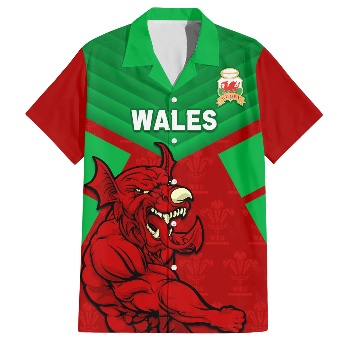 Custom Wales Rugby Hawaiian Shirt 2024 Six Nations Come On Cymru Mascot Sporty - Wonder Print Shop