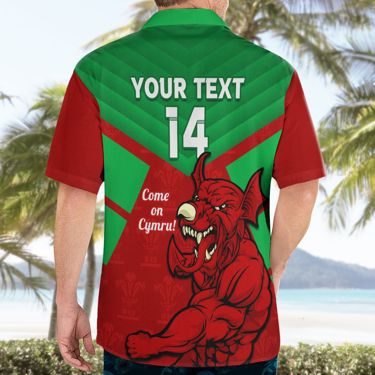 Custom Wales Rugby Hawaiian Shirt 2024 Six Nations Come On Cymru Mascot Sporty - Wonder Print Shop