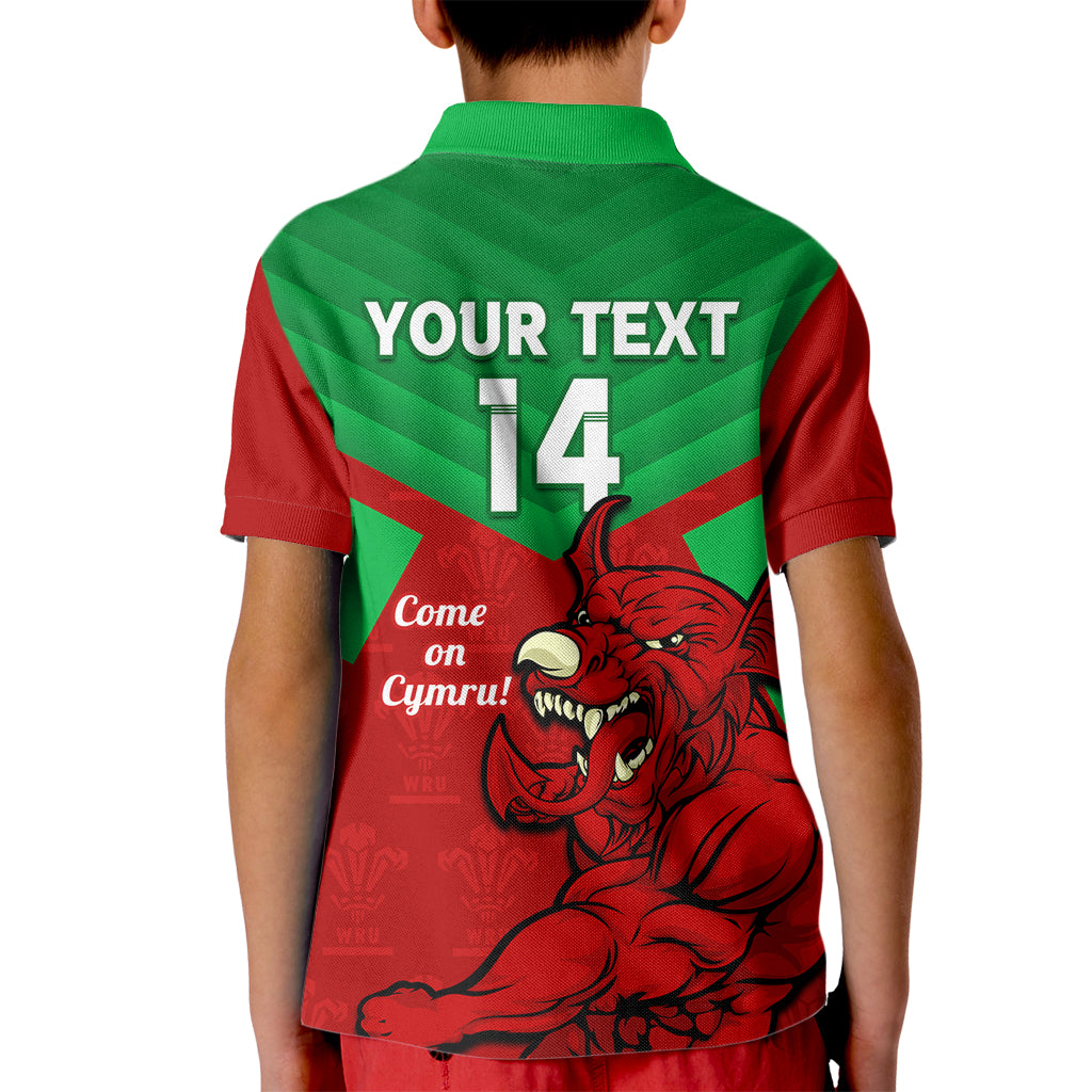 Custom Wales Rugby Kid Polo Shirt 2024 Six Nations Come On Cymru Mascot Sporty - Wonder Print Shop