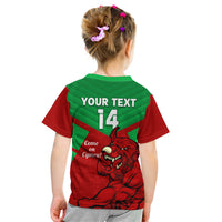 Custom Wales Rugby Kid T Shirt 2024 Six Nations Come On Cymru Mascot Sporty - Wonder Print Shop