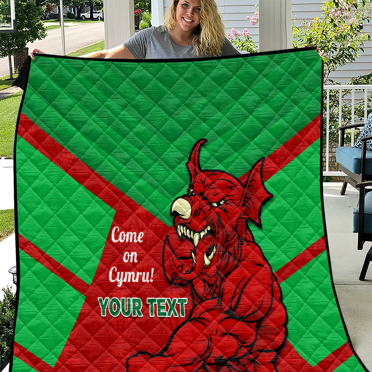 Custom Wales Rugby Quilt 2024 Six Nations Come On Cymru Mascot Sporty - Wonder Print Shop