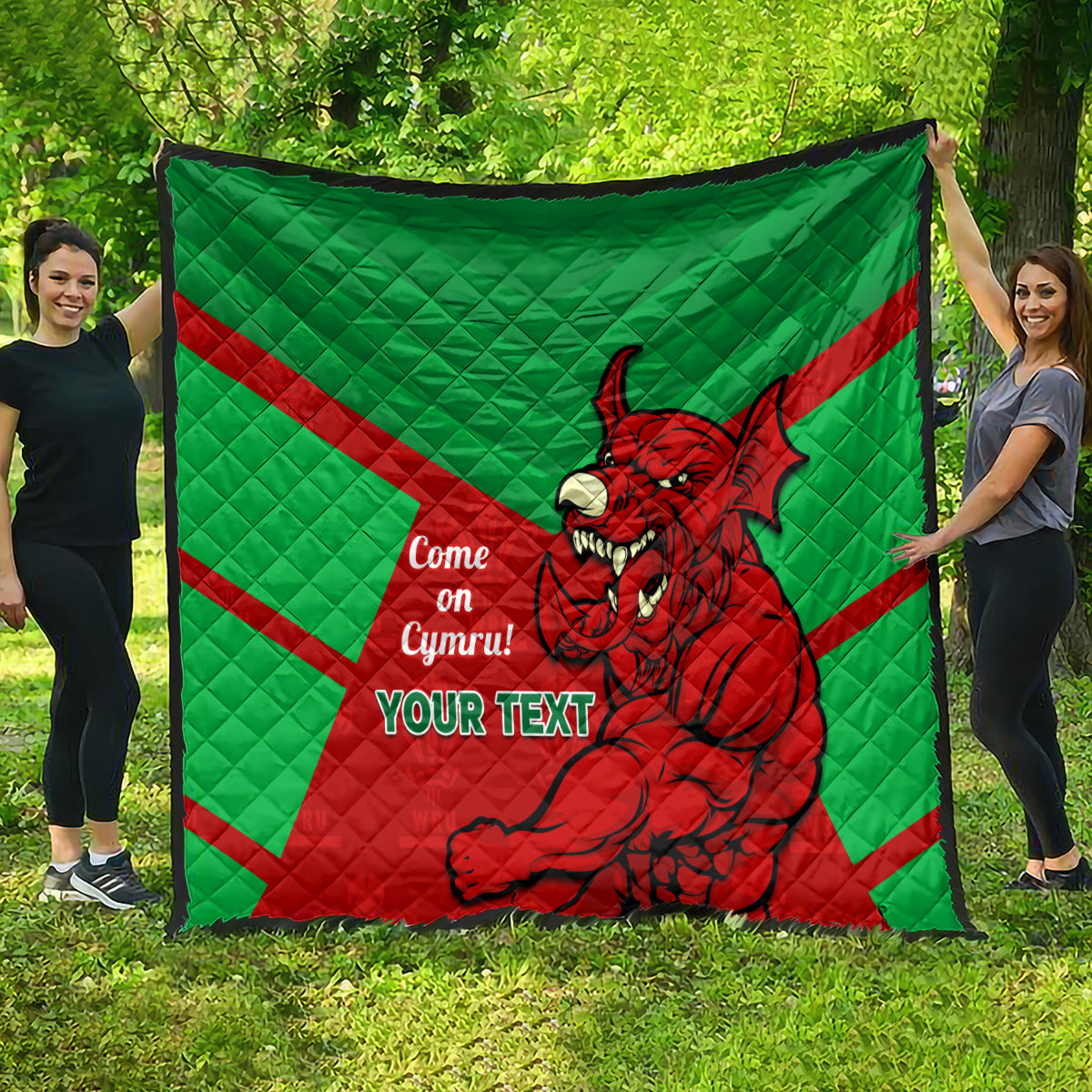 Custom Wales Rugby Quilt 2024 Six Nations Come On Cymru Mascot Sporty - Wonder Print Shop