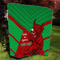 Custom Wales Rugby Quilt 2024 Six Nations Come On Cymru Mascot Sporty - Wonder Print Shop