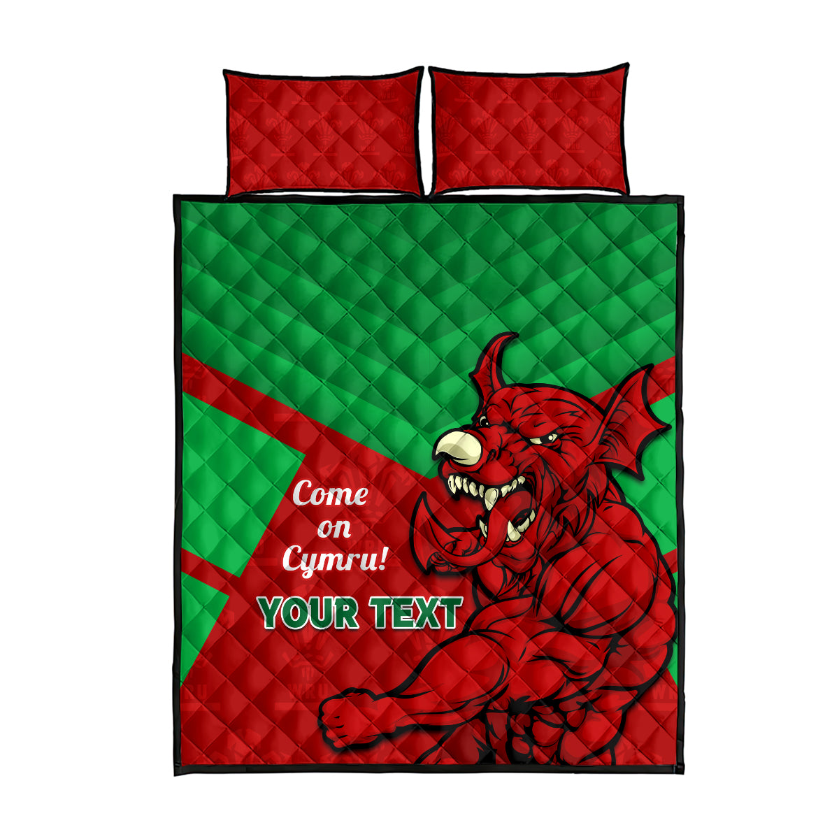 Custom Wales Rugby Quilt Bed Set 2024 Six Nations Come On Cymru Mascot Sporty - Wonder Print Shop