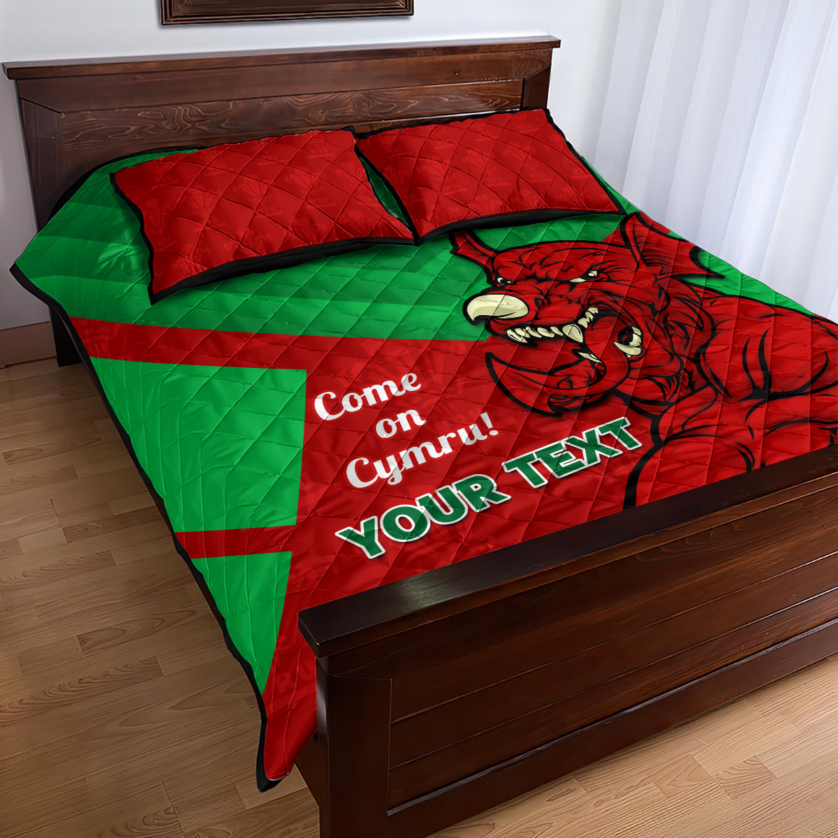 Custom Wales Rugby Quilt Bed Set 2024 Six Nations Come On Cymru Mascot Sporty - Wonder Print Shop