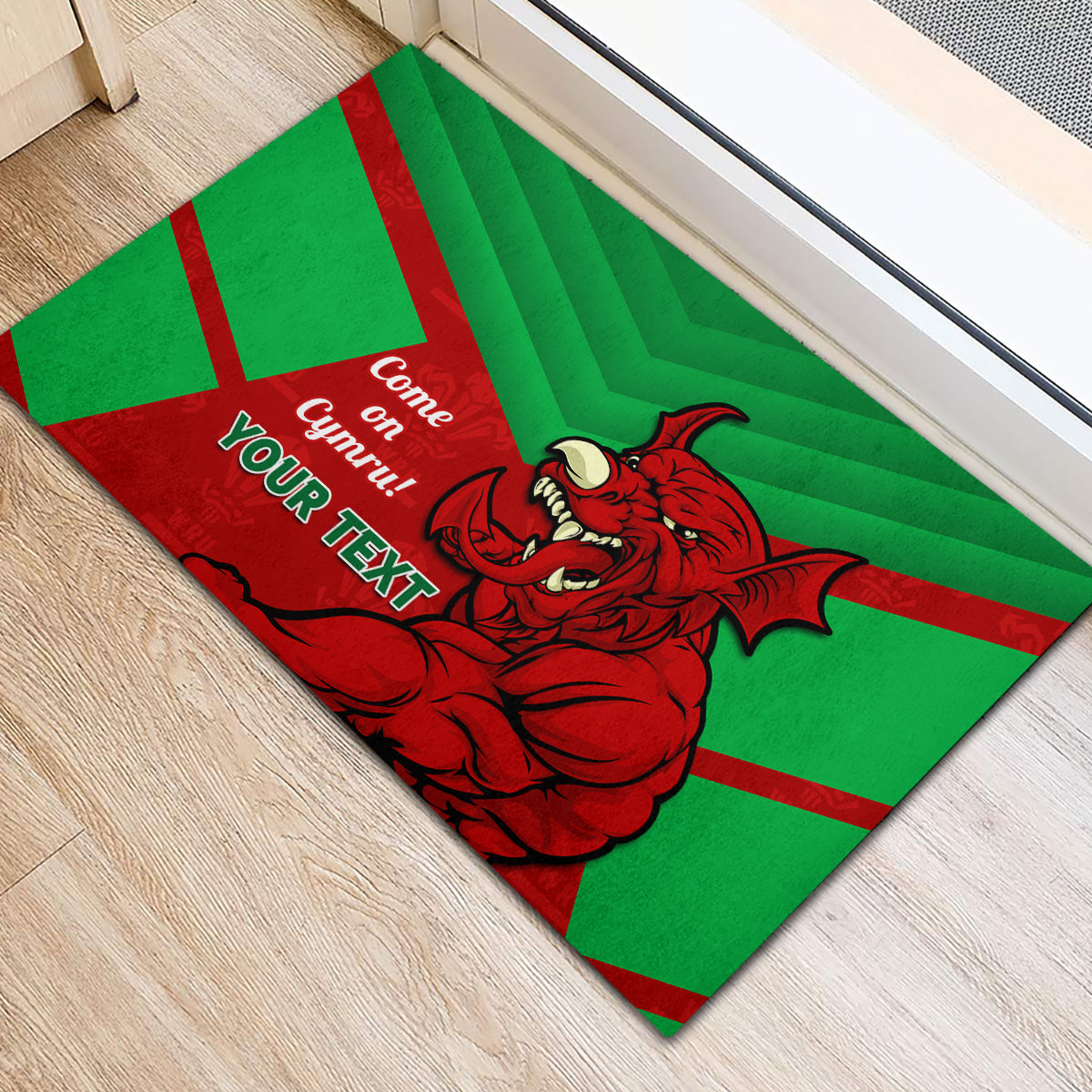 Custom Wales Rugby Rubber Doormat 2024 Six Nations Come On Cymru Mascot Sporty - Wonder Print Shop