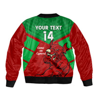 Custom Wales Rugby Sleeve Zip Bomber Jacket 2024 Six Nations Come On Cymru Mascot Sporty - Wonder Print Shop