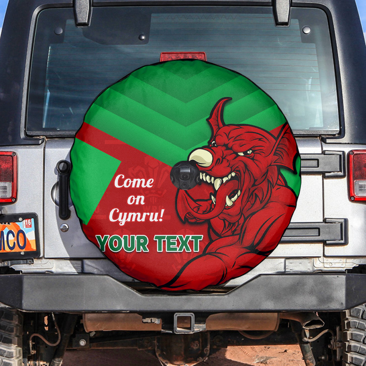 Custom Wales Rugby Spare Tire Cover 2024 Six Nations Come On Cymru Mascot Sporty - Wonder Print Shop