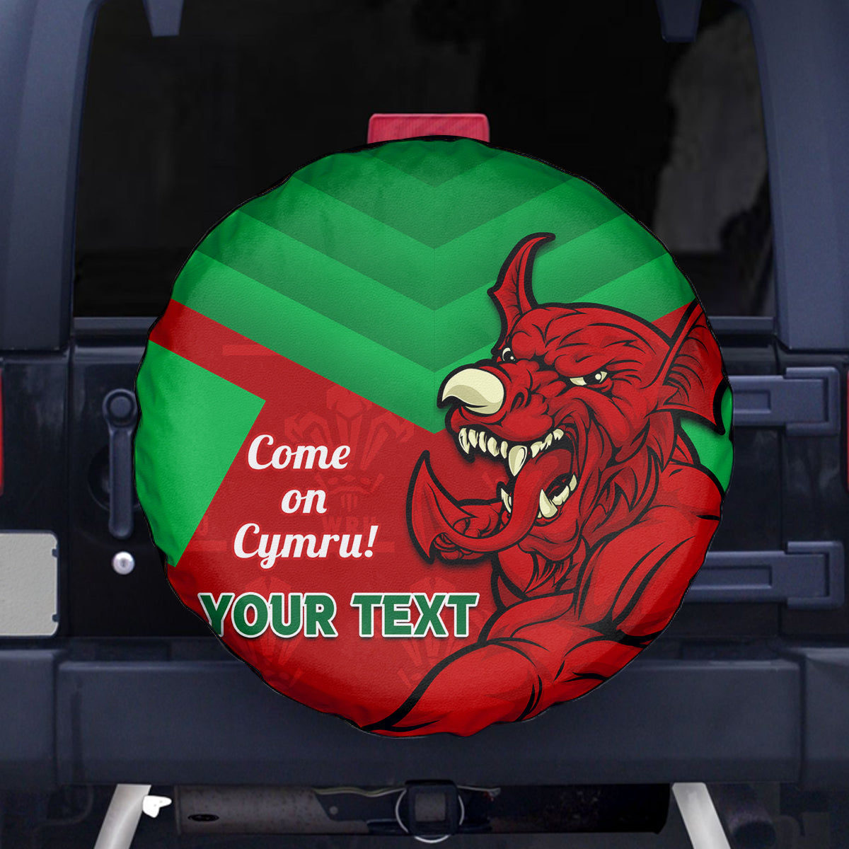 Custom Wales Rugby Spare Tire Cover 2024 Six Nations Come On Cymru Mascot Sporty - Wonder Print Shop