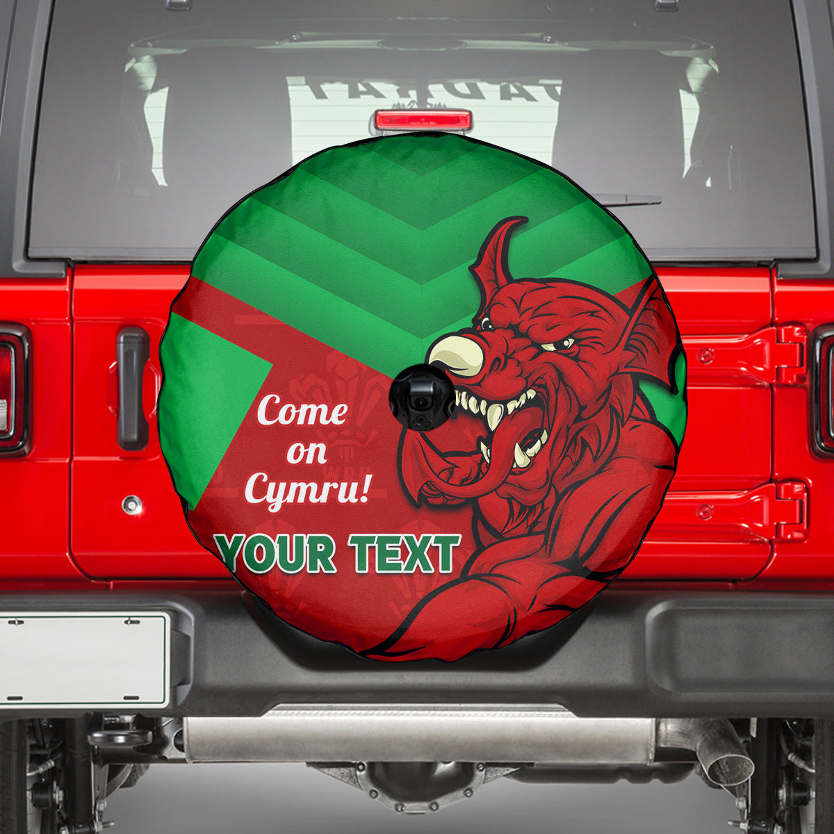 Custom Wales Rugby Spare Tire Cover 2024 Six Nations Come On Cymru Mascot Sporty - Wonder Print Shop
