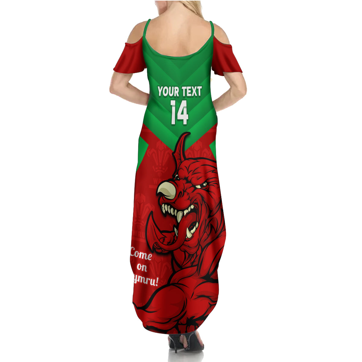 Custom Wales Rugby Summer Maxi Dress 2024 Six Nations Come On Cymru Mascot Sporty - Wonder Print Shop