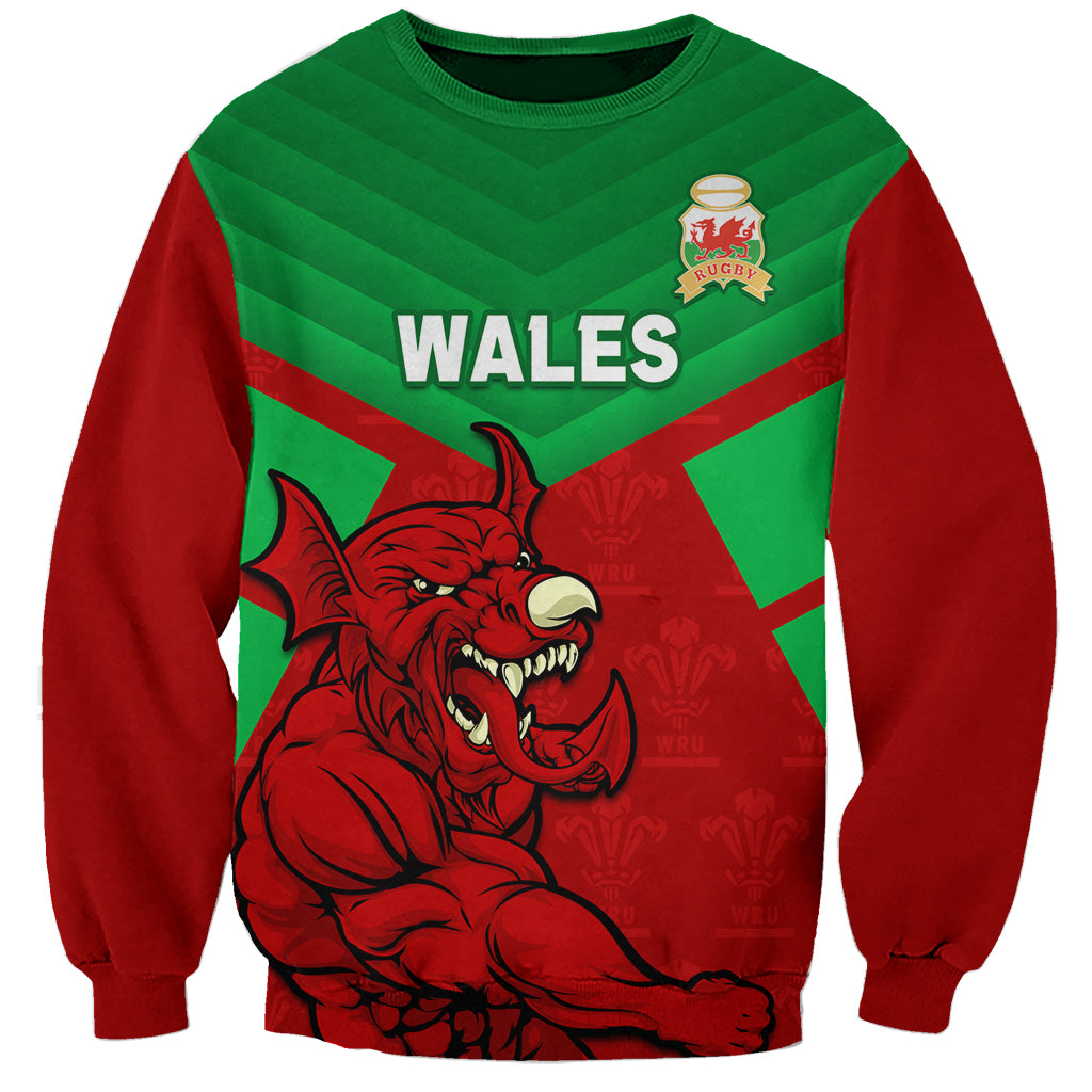 Custom Wales Rugby Sweatshirt 2024 Six Nations Come On Cymru Mascot Sporty - Wonder Print Shop