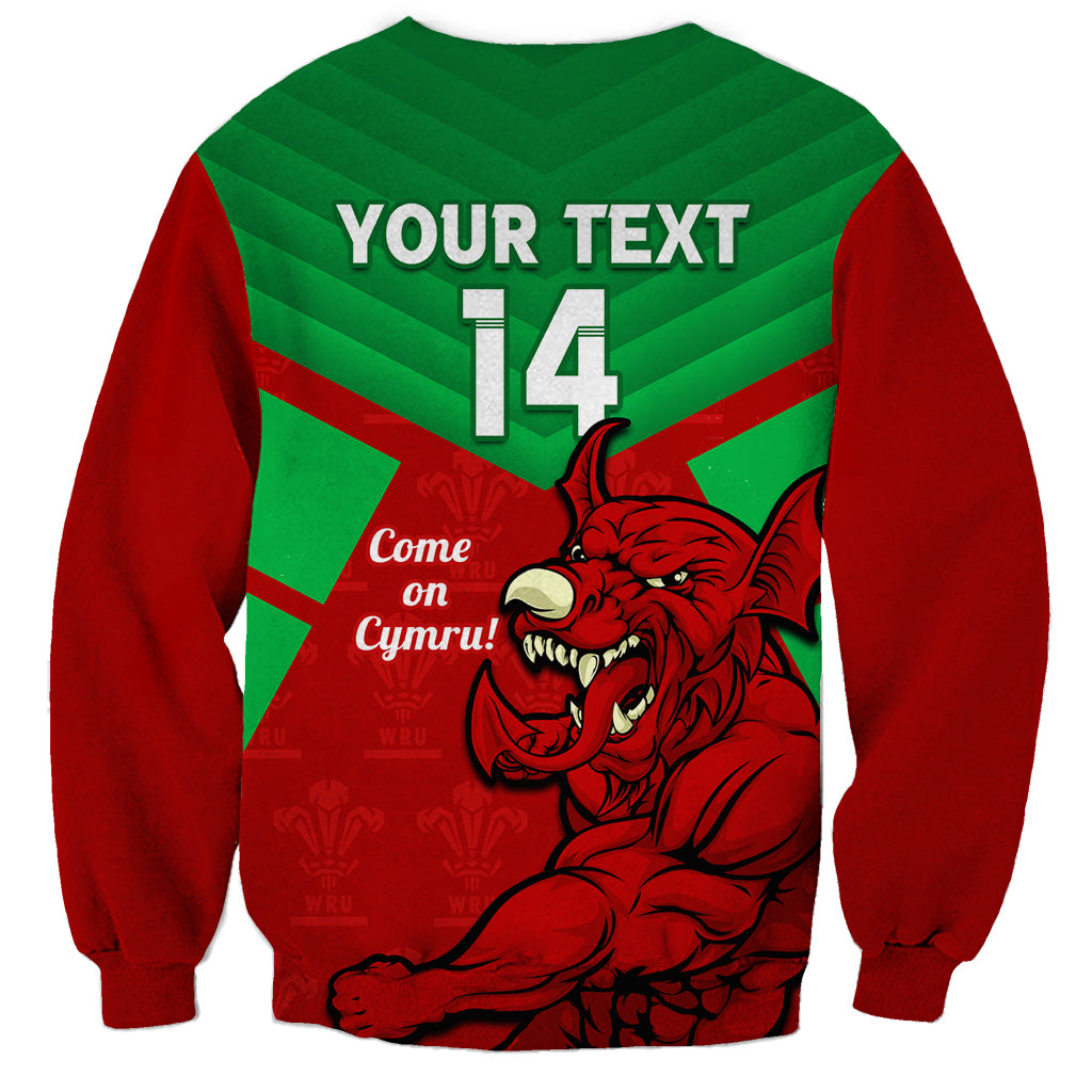 Custom Wales Rugby Sweatshirt 2024 Six Nations Come On Cymru Mascot Sporty - Wonder Print Shop