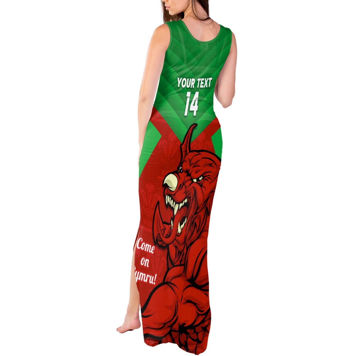 Custom Wales Rugby Tank Maxi Dress 2024 Six Nations Come On Cymru Mascot Sporty - Wonder Print Shop