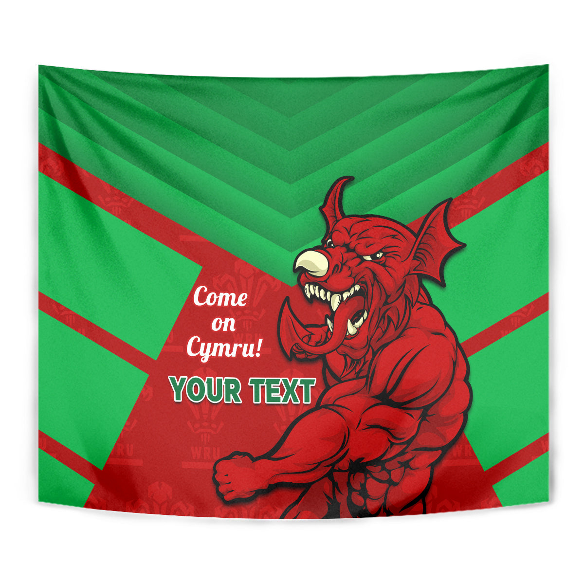 Custom Wales Rugby Tapestry 2024 Six Nations Come On Cymru Mascot Sporty - Wonder Print Shop