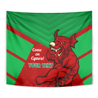 Custom Wales Rugby Tapestry 2024 Six Nations Come On Cymru Mascot Sporty - Wonder Print Shop