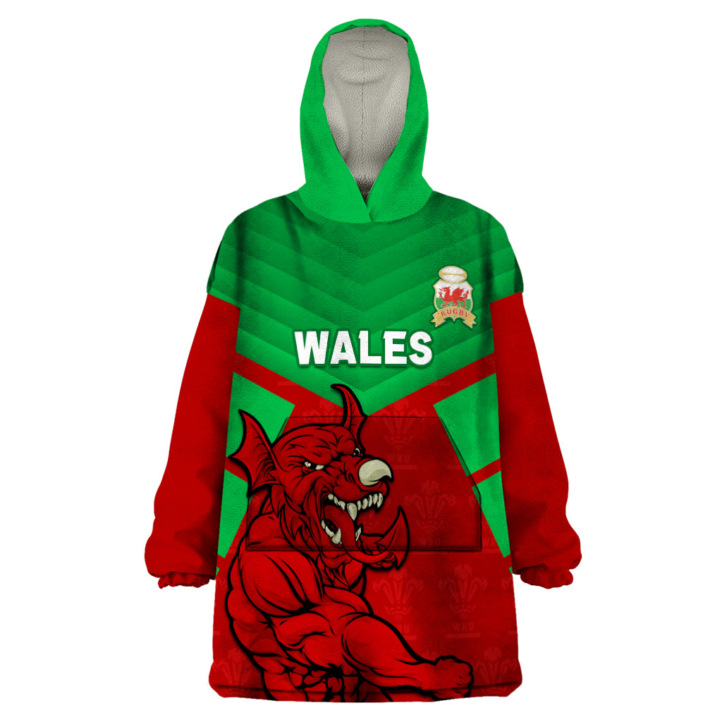 Custom Wales Rugby Wearable Blanket Hoodie 2024 Six Nations Come On Cymru Mascot Sporty - Wonder Print Shop