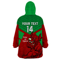 Custom Wales Rugby Wearable Blanket Hoodie 2024 Six Nations Come On Cymru Mascot Sporty - Wonder Print Shop
