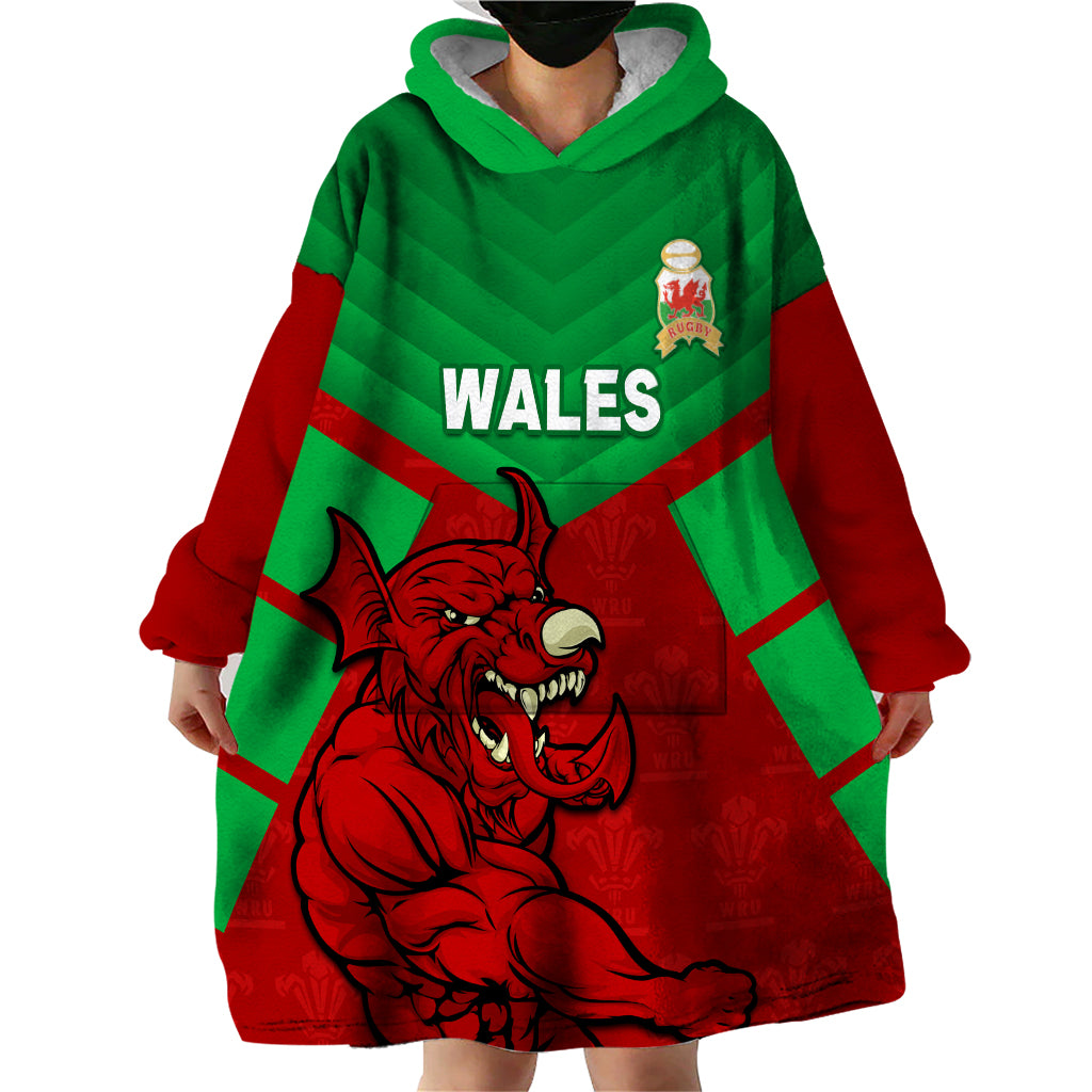 Custom Wales Rugby Wearable Blanket Hoodie 2024 Six Nations Come On Cymru Mascot Sporty - Wonder Print Shop