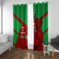 Custom Wales Rugby Window Curtain 2024 Six Nations Come On Cymru Mascot Sporty - Wonder Print Shop