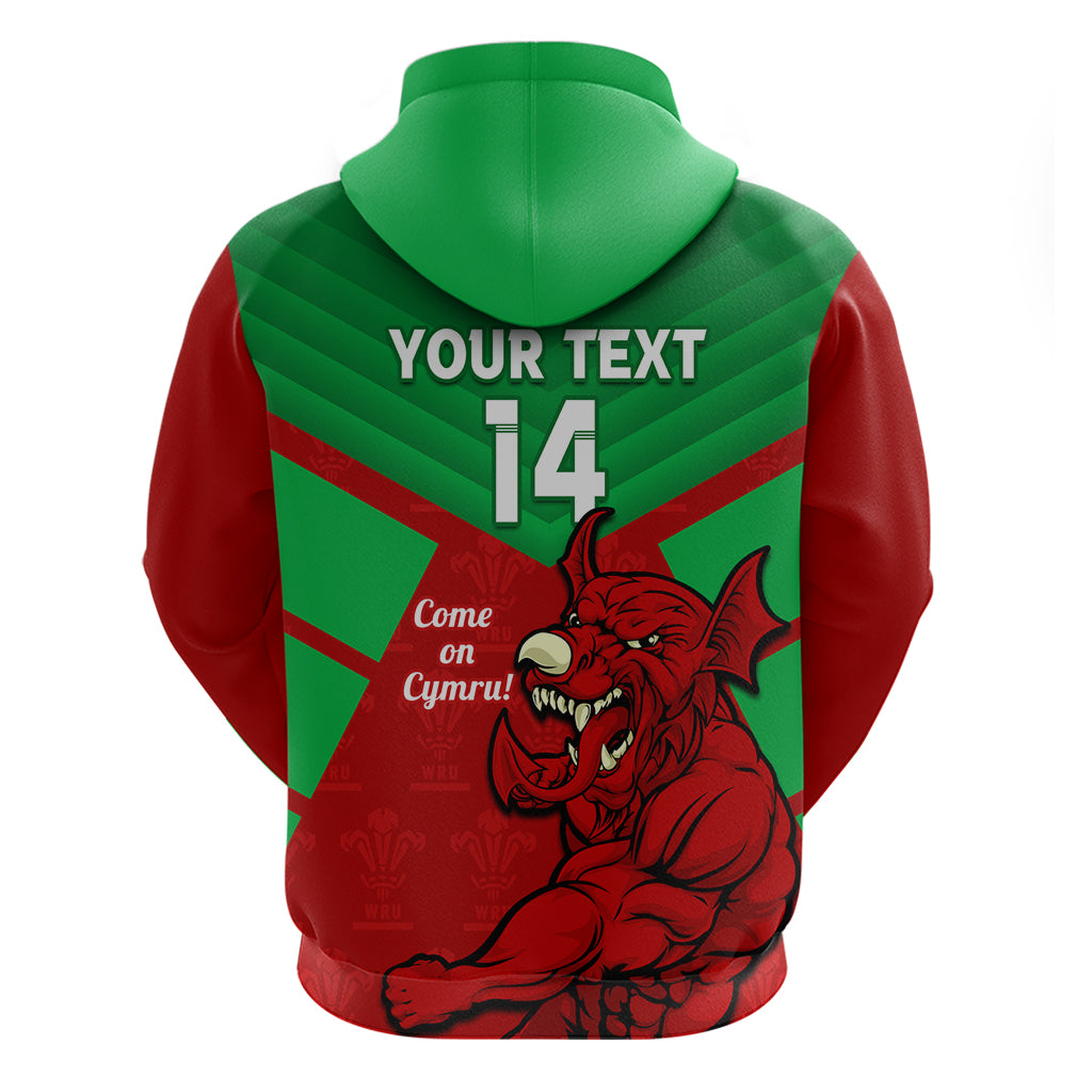 Custom Wales Rugby Zip Hoodie 2024 Six Nations Come On Cymru Mascot Sporty - Wonder Print Shop