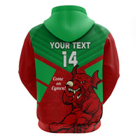 Custom Wales Rugby Zip Hoodie 2024 Six Nations Come On Cymru Mascot Sporty - Wonder Print Shop