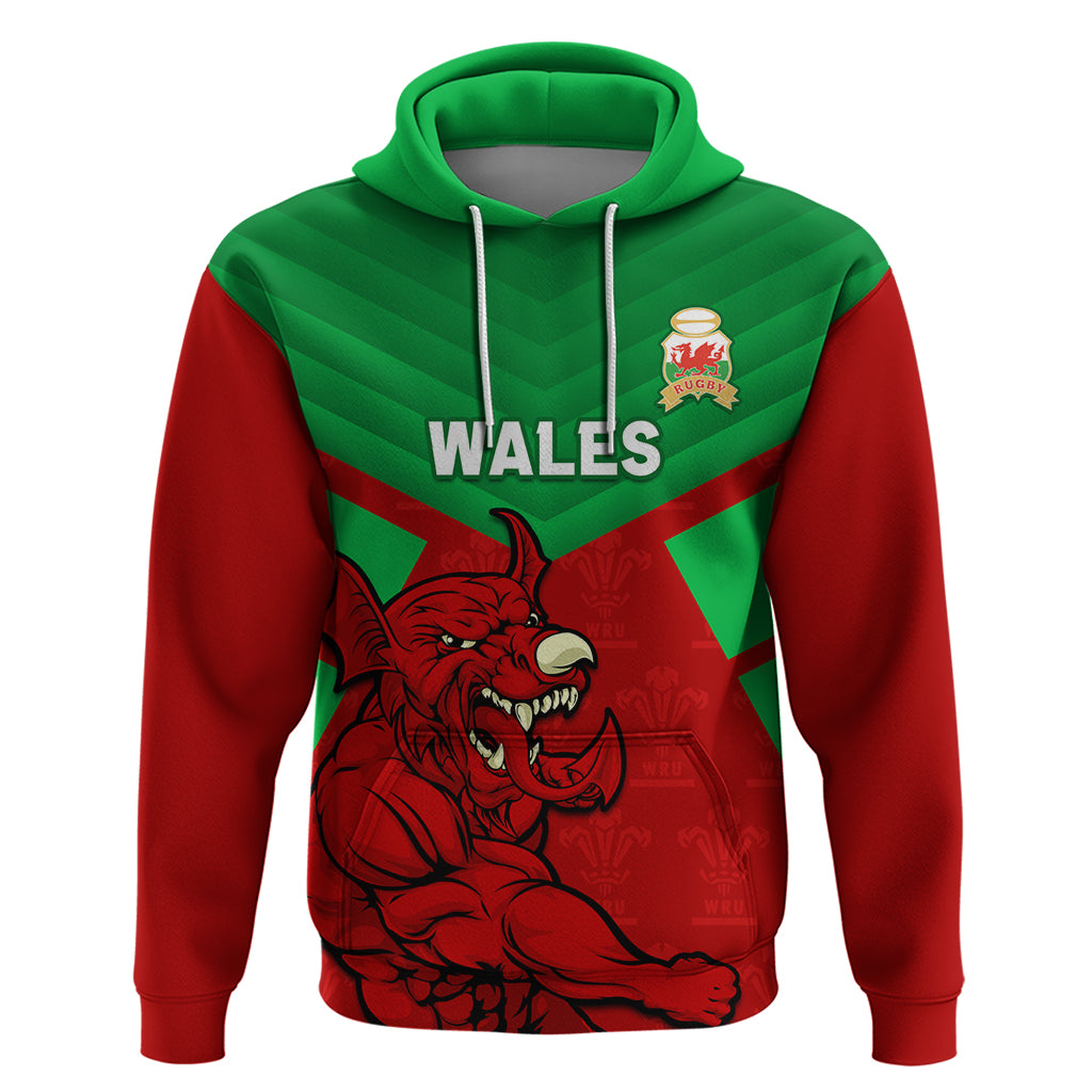 Custom Wales Rugby Zip Hoodie 2024 Six Nations Come On Cymru Mascot Sporty - Wonder Print Shop