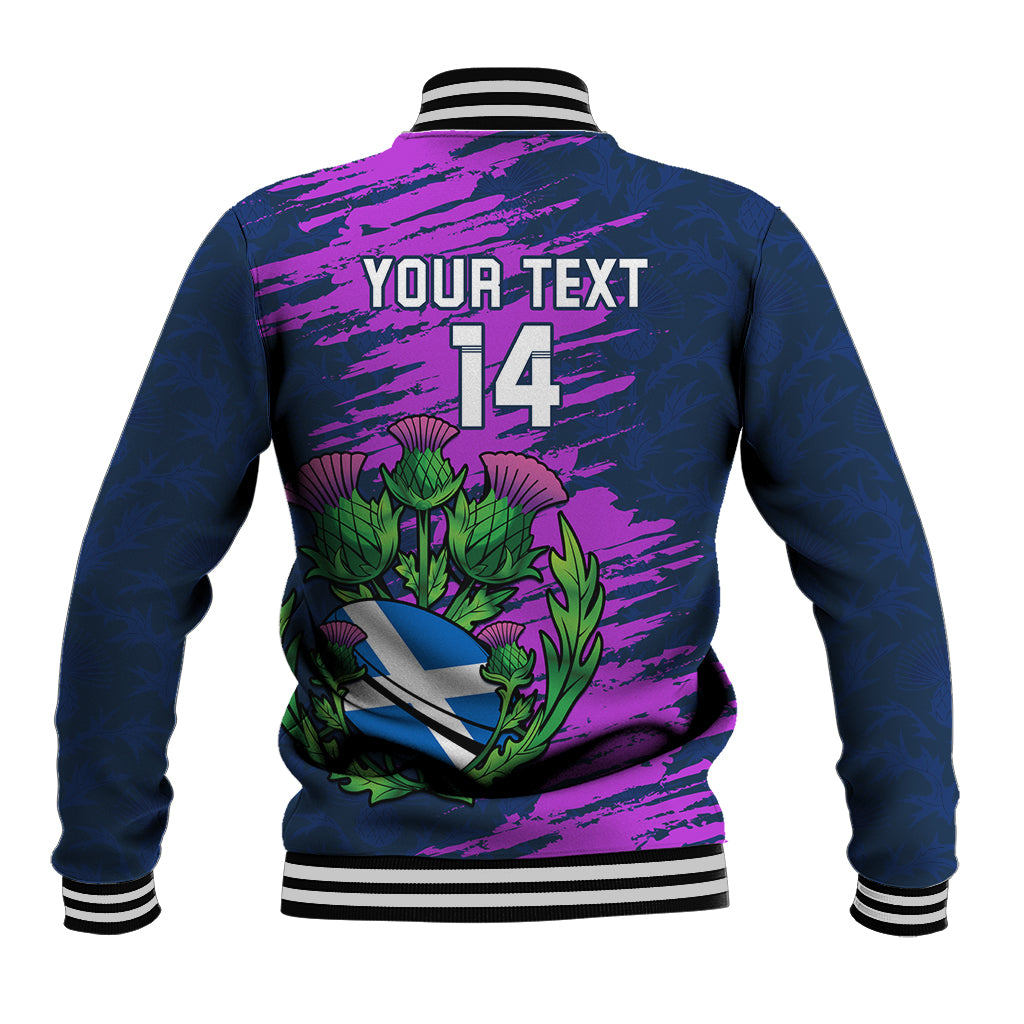 Custom Scotland Rugby Baseball Jacket 2024 Six Nations Go Scottish Thistle - Wonder Print Shop