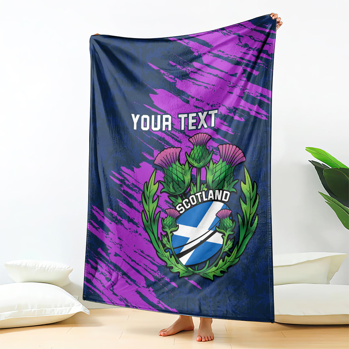 Custom Scotland Rugby Blanket 2024 Six Nations Go Scottish Thistle