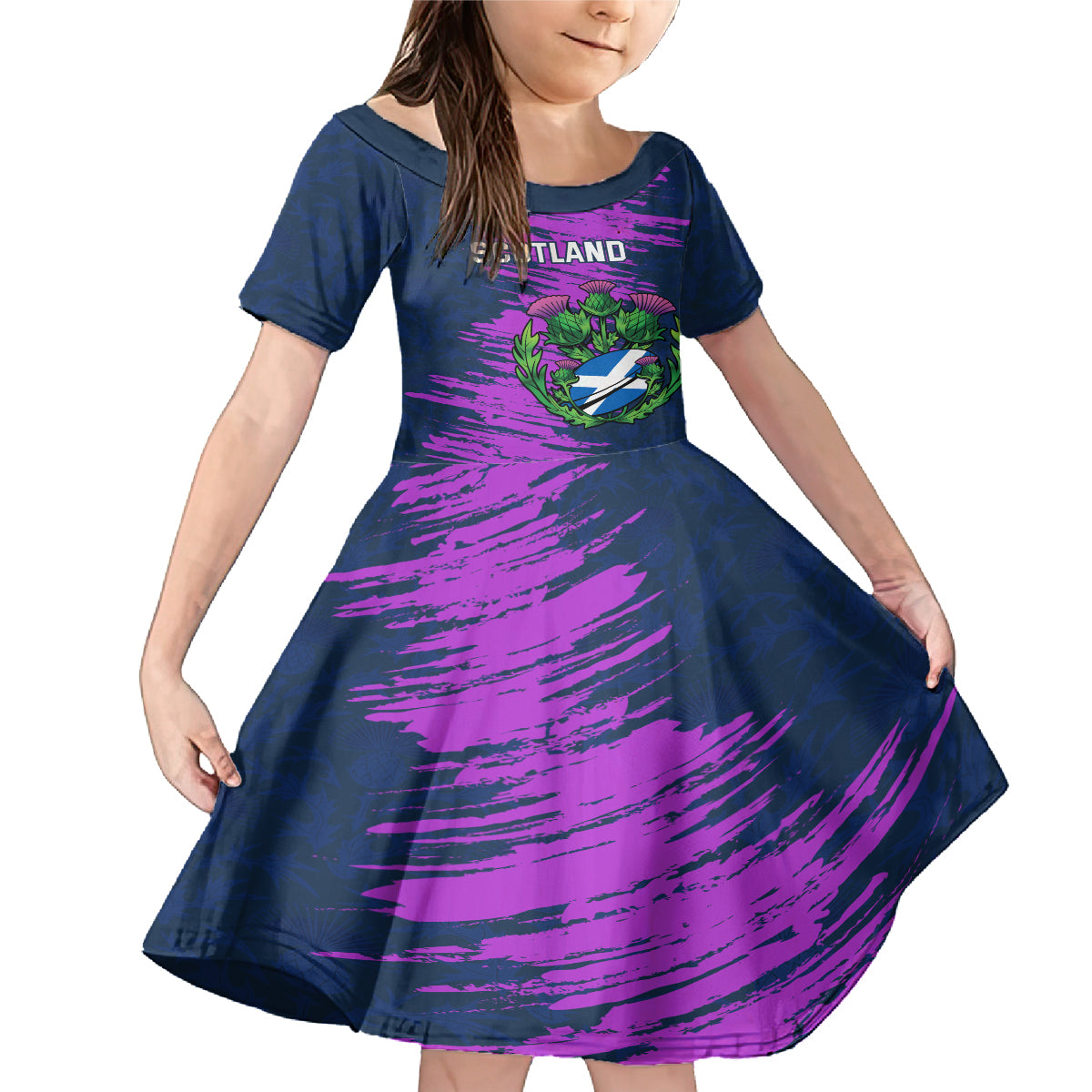 Custom Scotland Rugby Family Matching Mermaid Dress and Hawaiian Shirt 2024 Six Nations Go Scottish Thistle - Wonder Print Shop