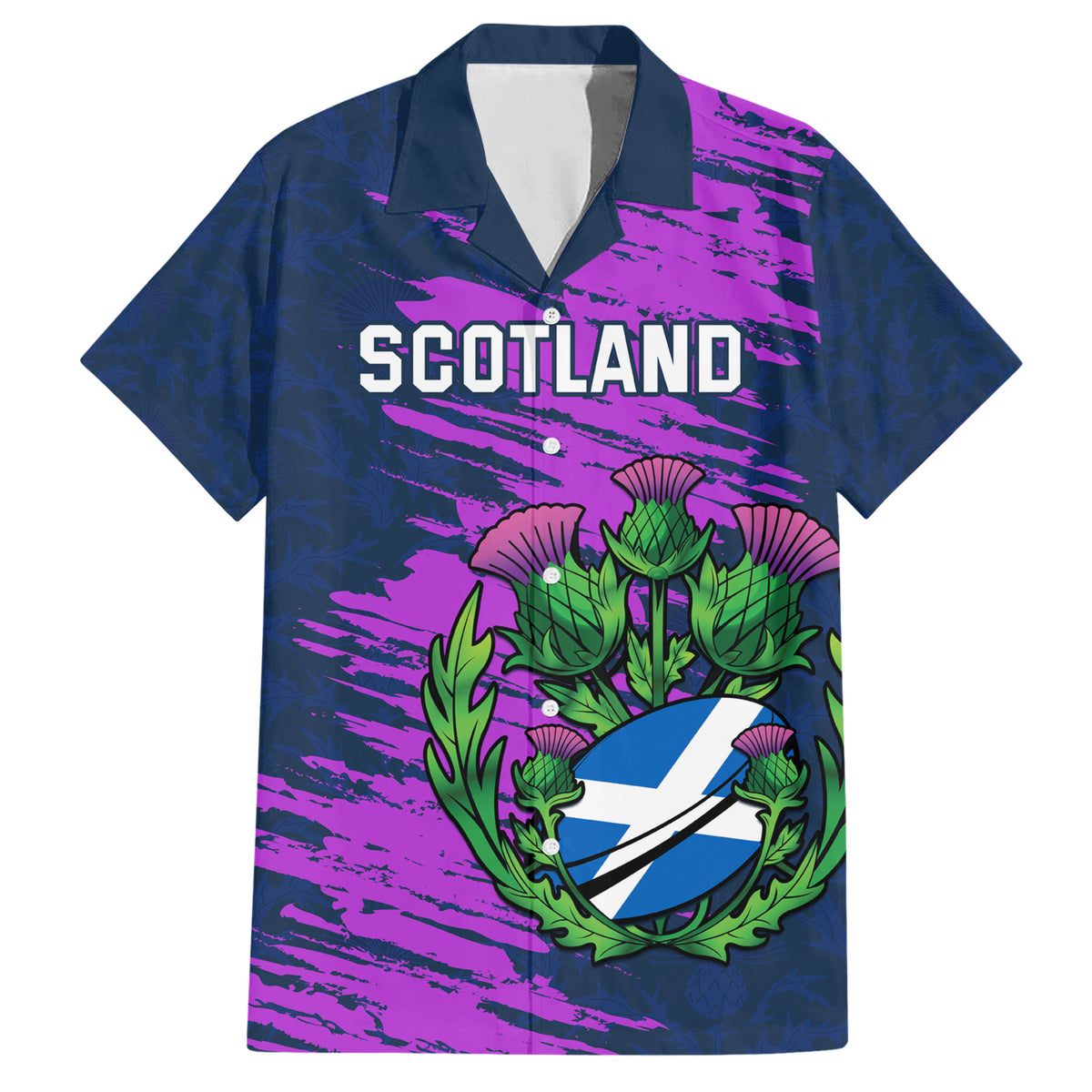 Custom Scotland Rugby Family Matching Short Sleeve Bodycon Dress and Hawaiian Shirt 2024 Six Nations Go Scottish Thistle - Wonder Print Shop
