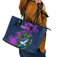 Custom Scotland Rugby Leather Tote Bag 2024 Six Nations Go Scottish Thistle - Wonder Print Shop