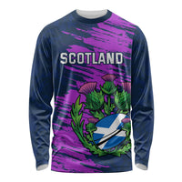 Custom Scotland Rugby Long Sleeve Shirt 2024 Six Nations Go Scottish Thistle - Wonder Print Shop