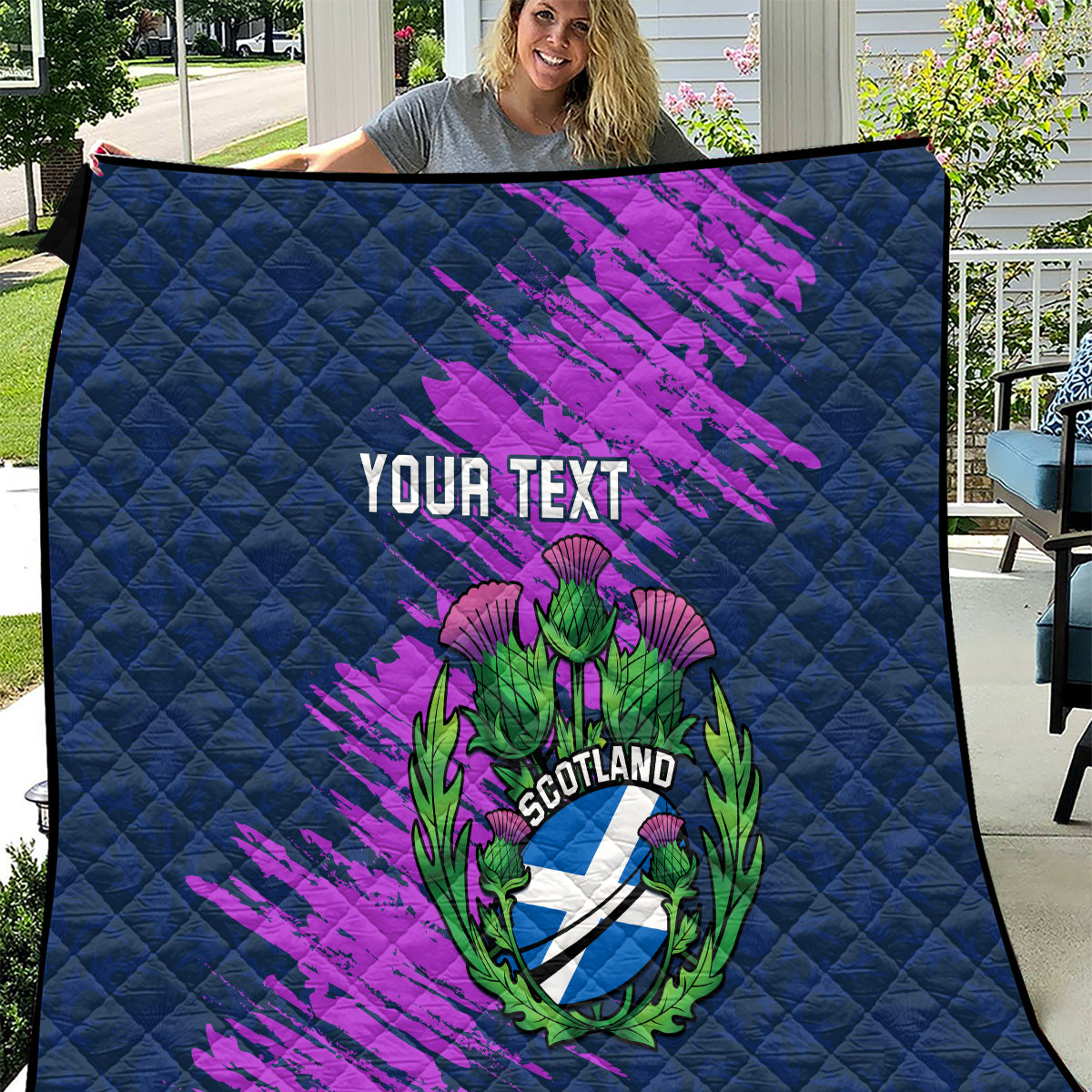 Custom Scotland Rugby Quilt 2024 Six Nations Go Scottish Thistle - Wonder Print Shop