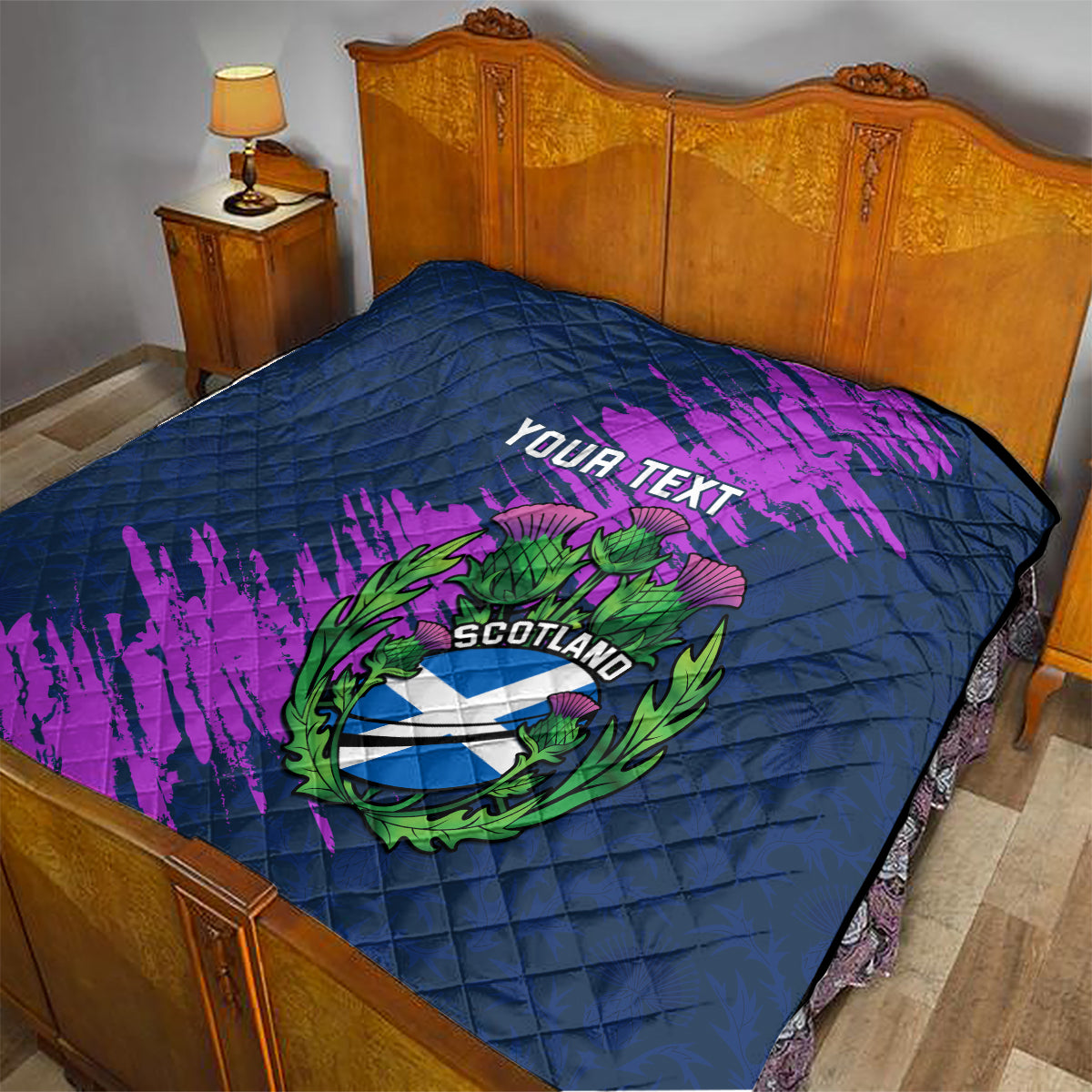 Custom Scotland Rugby Quilt 2024 Six Nations Go Scottish Thistle - Wonder Print Shop