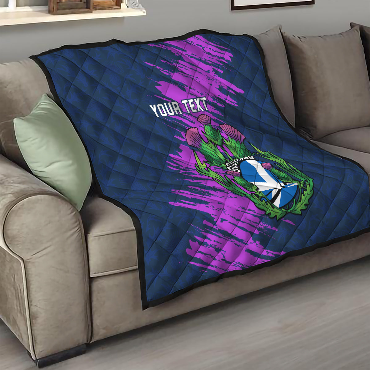 Custom Scotland Rugby Quilt 2024 Six Nations Go Scottish Thistle - Wonder Print Shop