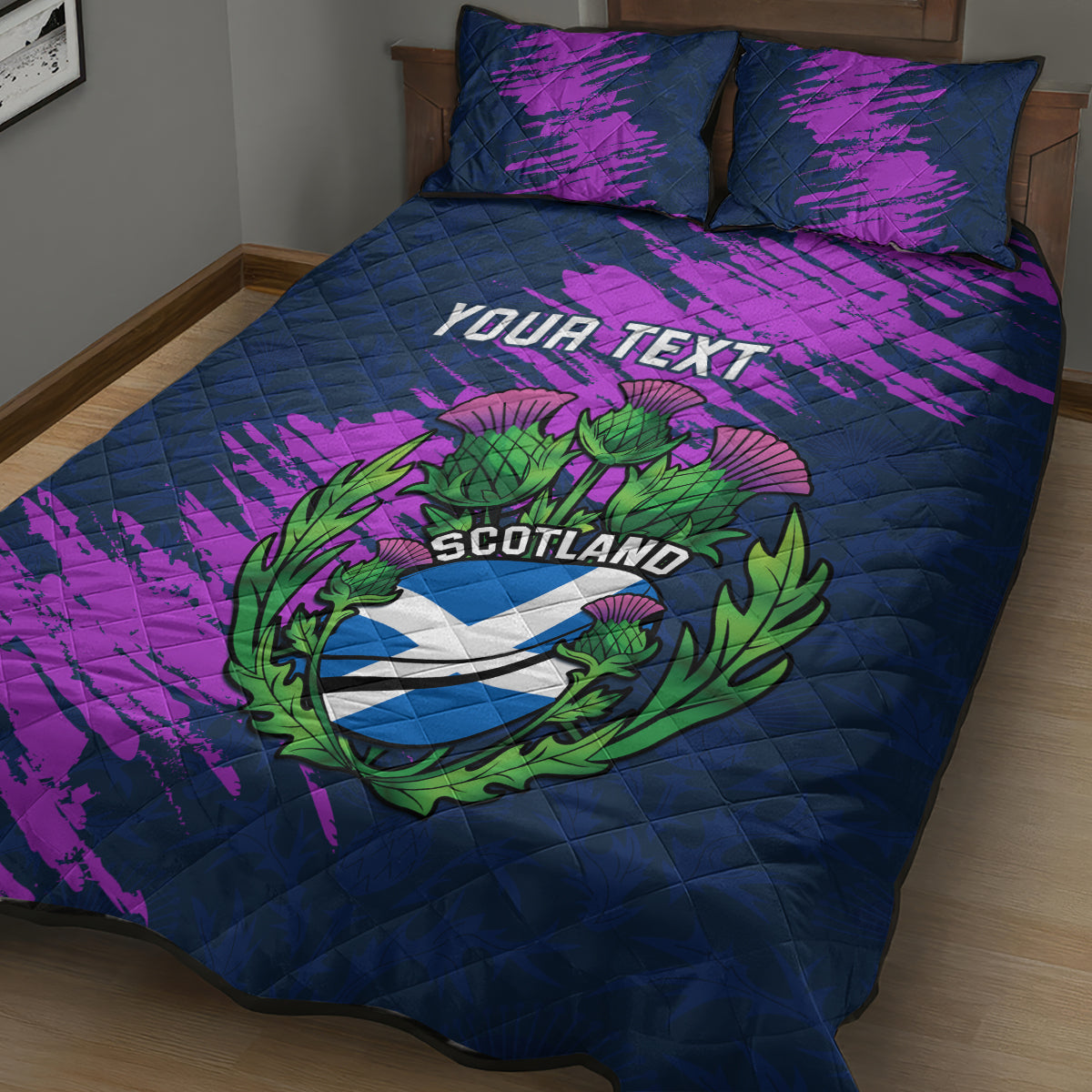 Custom Scotland Rugby Quilt Bed Set 2024 Six Nations Go Scottish Thistle - Wonder Print Shop