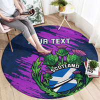 Custom Scotland Rugby Round Carpet 2024 Six Nations Go Scottish Thistle
