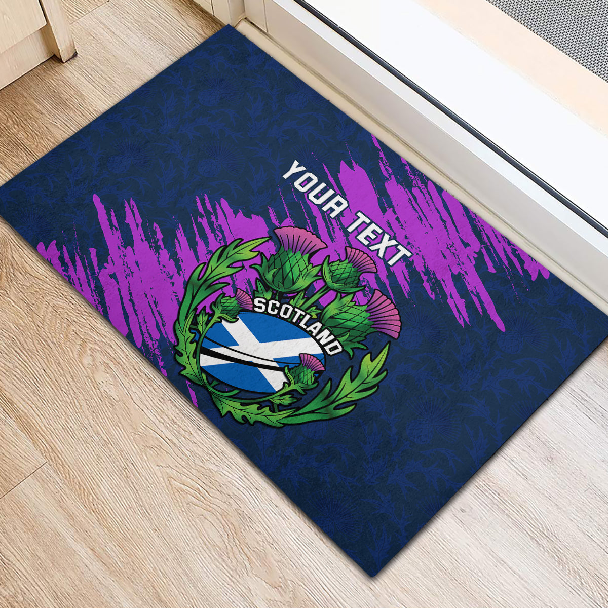 Custom Scotland Rugby Rubber Doormat 2024 Six Nations Go Scottish Thistle - Wonder Print Shop