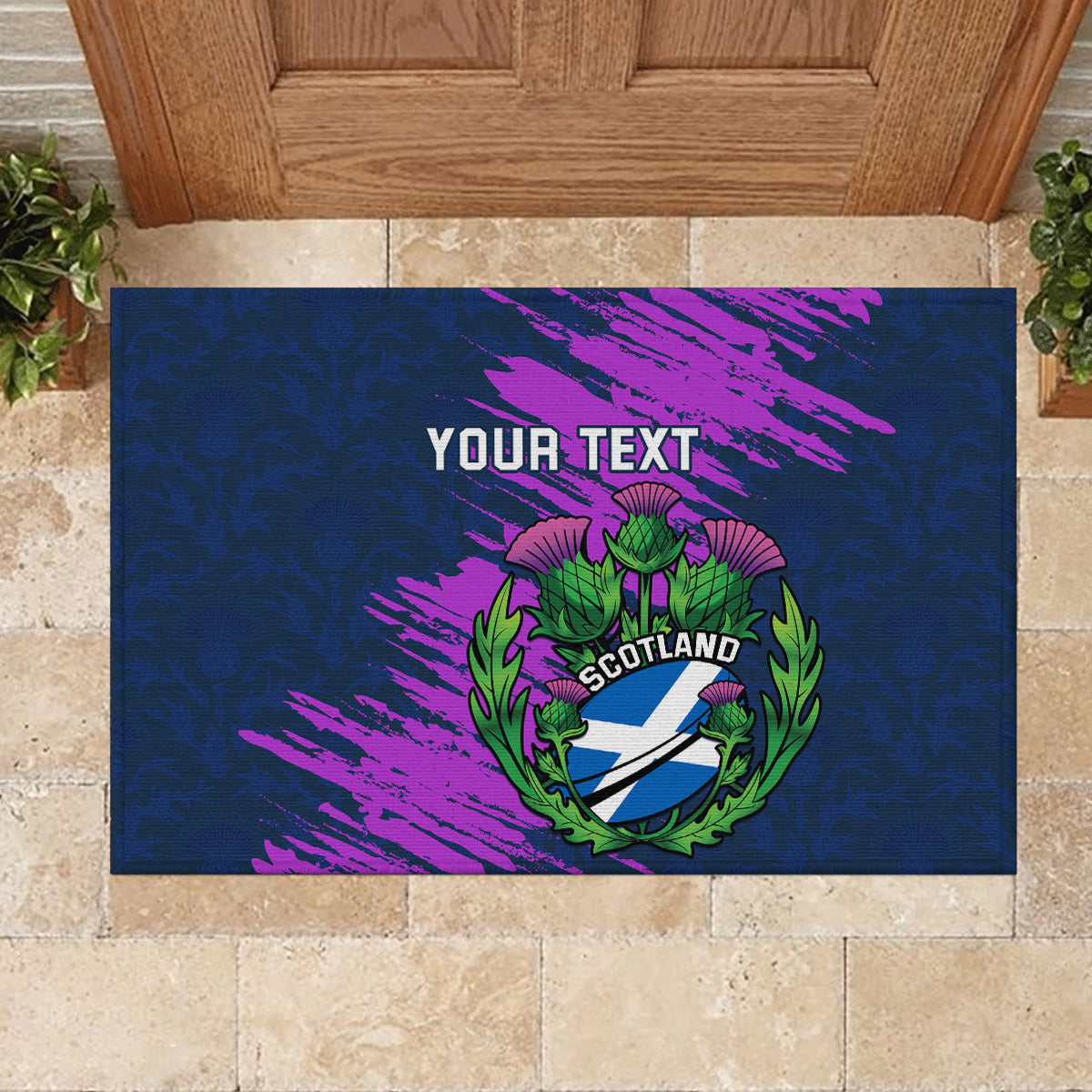 Custom Scotland Rugby Rubber Doormat 2024 Six Nations Go Scottish Thistle - Wonder Print Shop