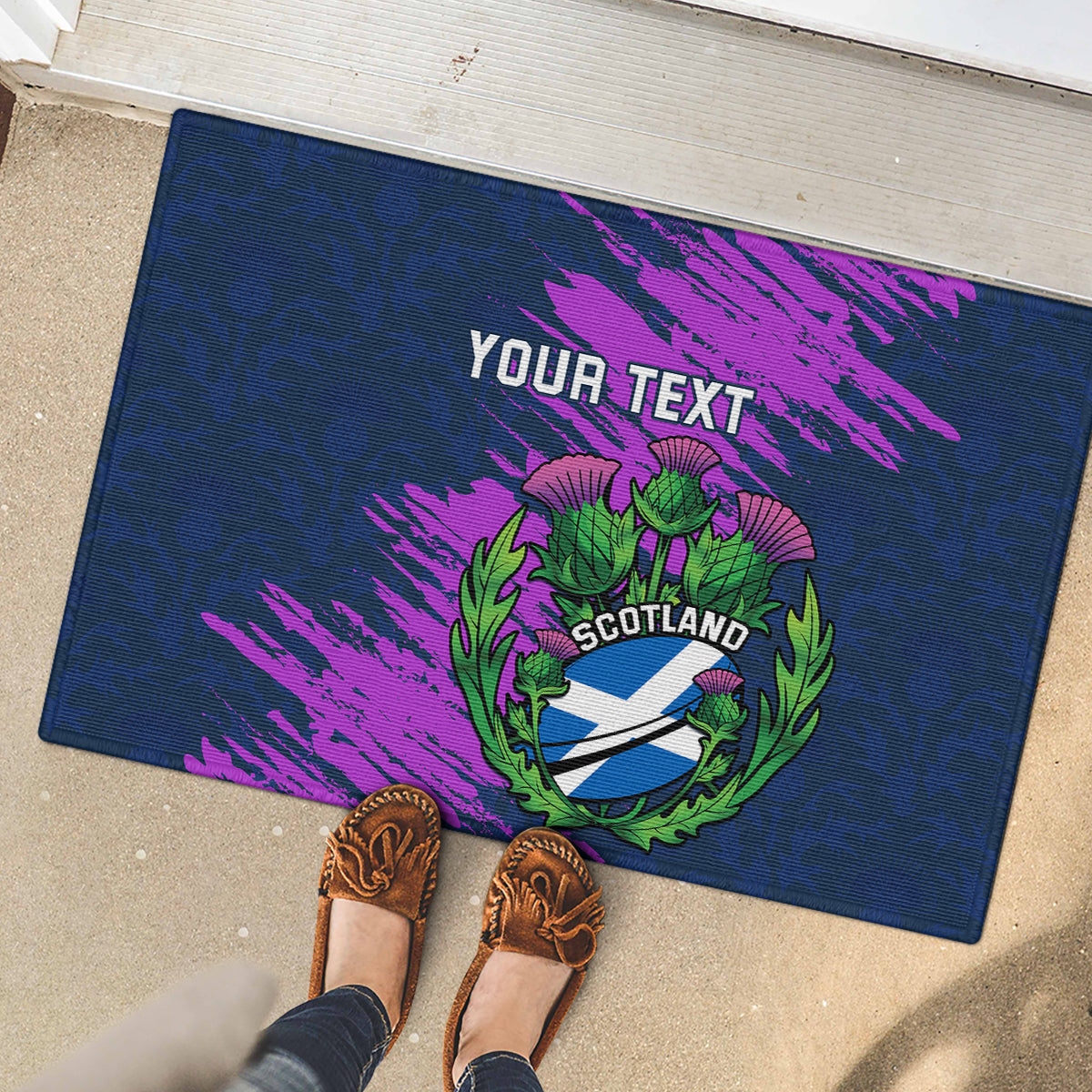 Custom Scotland Rugby Rubber Doormat 2024 Six Nations Go Scottish Thistle - Wonder Print Shop