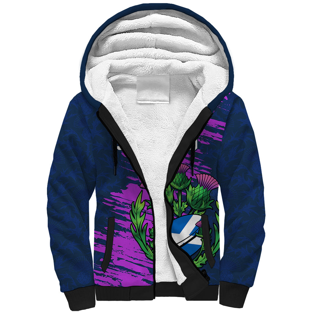 Custom Scotland Rugby Sherpa Hoodie 2024 Six Nations Go Scottish Thistle - Wonder Print Shop