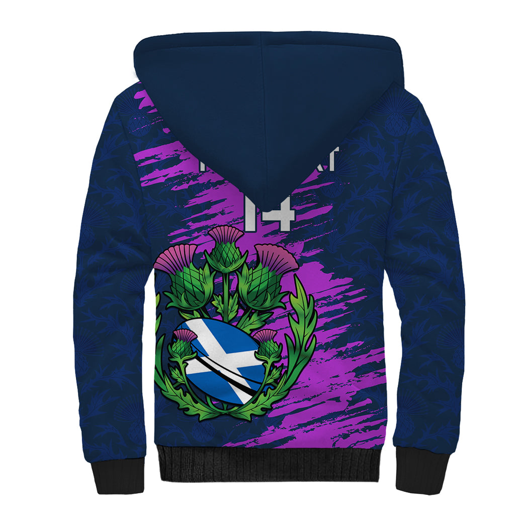Custom Scotland Rugby Sherpa Hoodie 2024 Six Nations Go Scottish Thistle - Wonder Print Shop