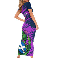 Custom Scotland Rugby Short Sleeve Bodycon Dress 2024 Six Nations Go Scottish Thistle - Wonder Print Shop