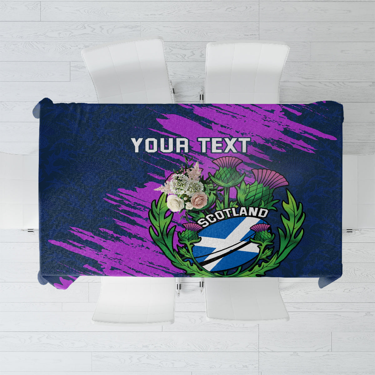 Custom Scotland Rugby Tablecloth 2024 Six Nations Go Scottish Thistle - Wonder Print Shop