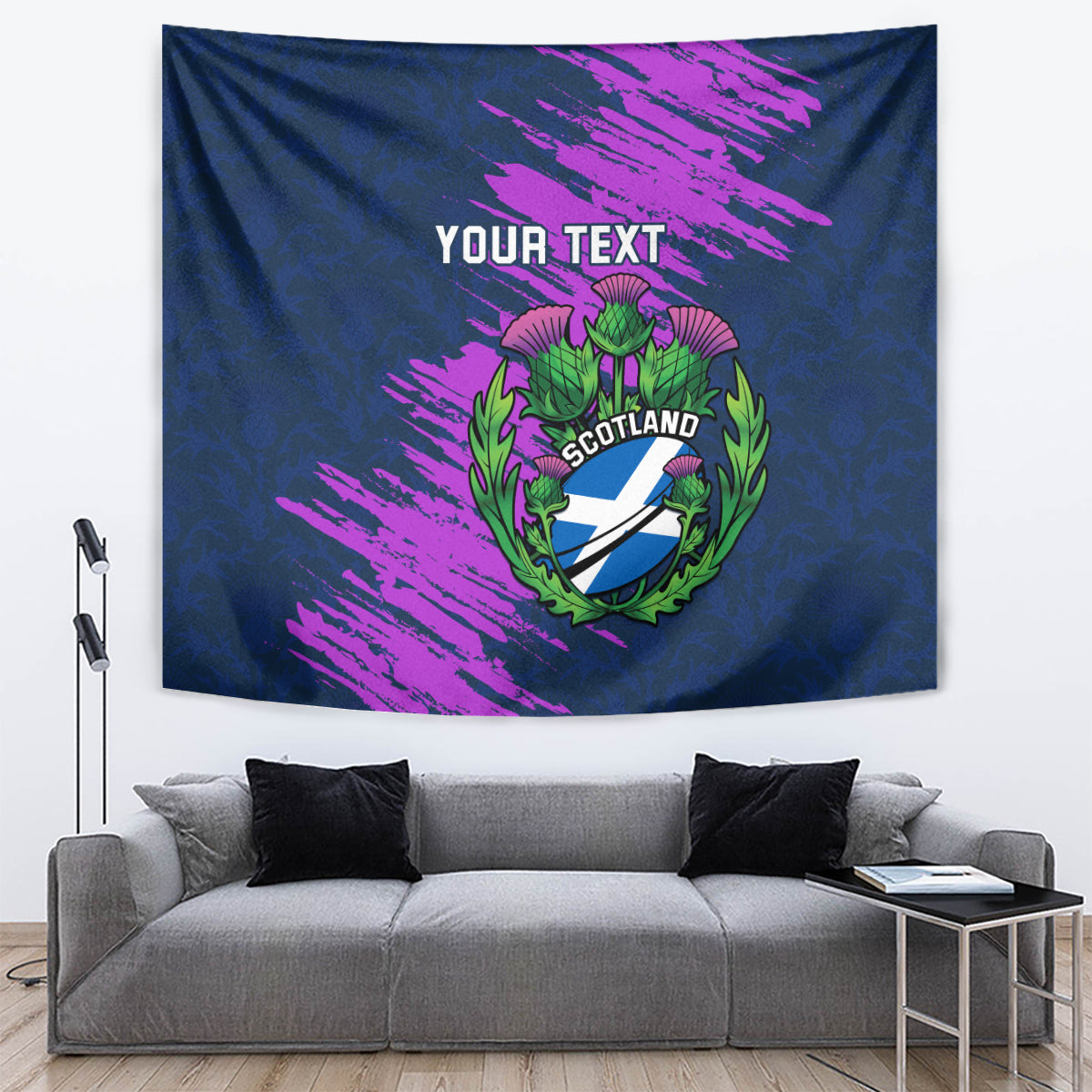 Custom Scotland Rugby Tapestry 2024 Six Nations Go Scottish Thistle - Wonder Print Shop